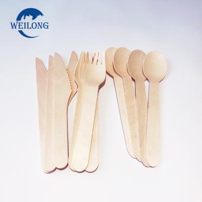 China High Quality Disposable Disposable Wooden Cutlery Birch Fork Wooden Spoon and Knife for sale