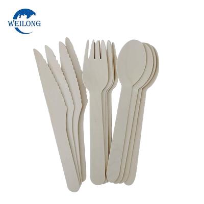 China Disposable Disposable Wooden Spoon Knife and Fork Wrapped Wooden Spoon 140mm Kids Disposable Wooden Knife for sale