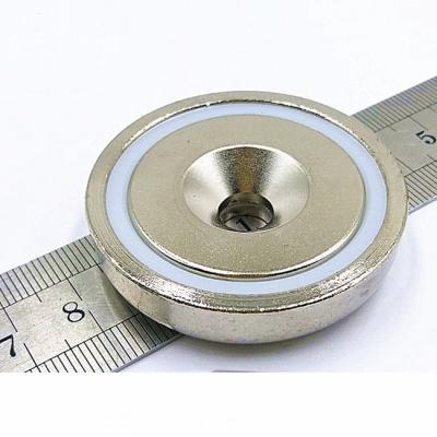 China Industrial Magnet D16mm 6kg 14lbs Super Strong Magnetic Pulling Force Pot Magnet With Straight Hole Or Countersunk Hole for sale