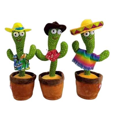 China Custom Hot Selling Modern Hot Selling Amazon Flowerpot Dancing Cactus Plush Cute Luminous Stuffed Talking Toy for sale