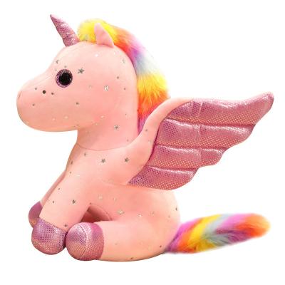 China Wings Unicorns Stuffed Toy Unicorn Stuffed Animals Doll Hair Fly Horse Soft Unique Glowing Fluffy Toy For Kid Christmas Gift for sale