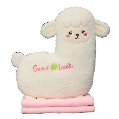 China Custom Cute Stuffed Alpaca Plush Soft Pillow With Covering Alpaca Plush Doll Toys Sheep Blanket Pink Hug Sleeping For Kids for sale