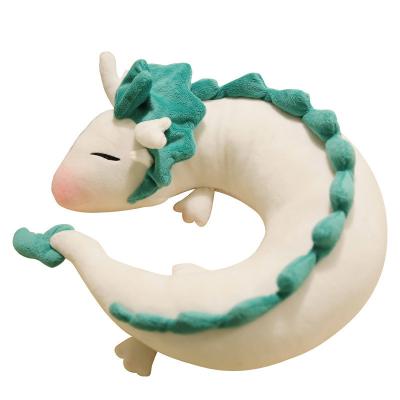 China Eco-friendly Cute U-shaped Animation Toy White Dragon Plush Pillow Car Neck Peripheral Pillow for sale