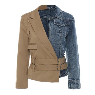 China 2022 Amazon breathable good quality denim jacket woman suit blazer trend blazer jacket splice chic ladies for women for sale