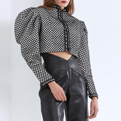 China 2022 Spring Women's Anti-Wrinkle Breath Jacket Women's Luxury Crop Tops Blouse Plaid Jacket Fashionable Women for sale