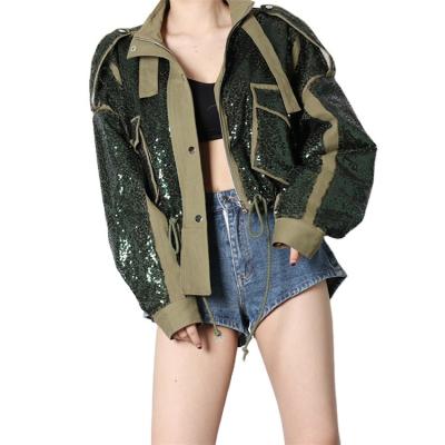 China 2021 NEW Anti-wrinkle patchwork jacket coat outwear sequin jackets for women Streetwear fashion for sale