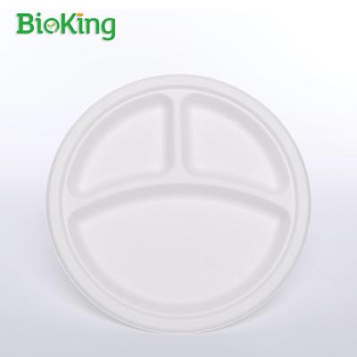 China Oil repellent; BioKing Water Repellent Bagasse Pulp Biodegradable And Compostable Sugar Cane Disposable Dish for sale