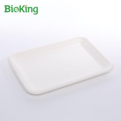 China Oil repellent; Rectangle Bagasse Water Repellent Pulp Sugar Cane BioKing Biodegradable and Compostable Disposable Tray for sale