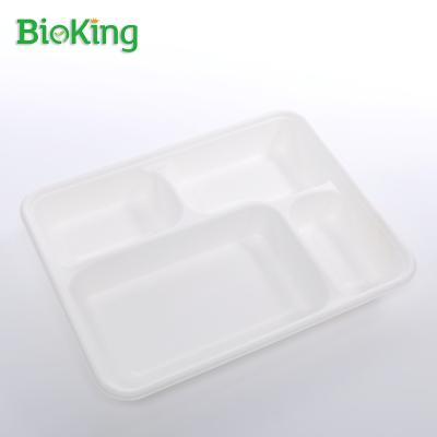 China Oil repellent; BioKing biodegradable and compostable disposable sugarcane food bagasse pulp water repellent container with lid for sale