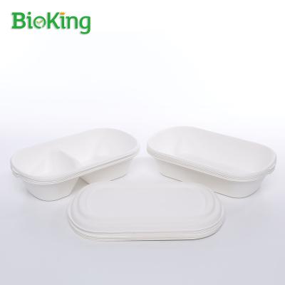 China Oil repellent; BioKing Water Repellent Biodegradable and Compostable Box Salad Bagasse Pulp Container Disposable for sale