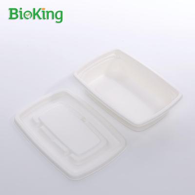 China Oil repellent; BioKing Biodegradable & Compostable Lunch Food Bagasse Water Repellent Pulp Sugar Cane Disposable Packing Box For Chinese Food for sale