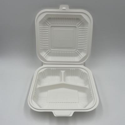 China BioKing 8inch 3Compartment Disposable Biodegradable PLA Cornstarch Food Container for sale