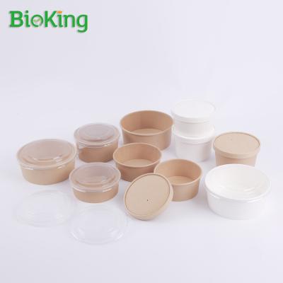 China Oil-resistant; Water Resistant Degradable Ex-factory Price Disposable Kraft Paper Salad Bowls With Lids for sale