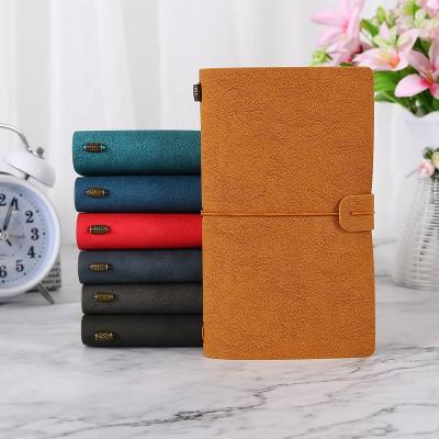 China Small Pocket A6 Mini Size PU Leather Notebook Travel Retro Printed Manual Book Diary Notebook for sale