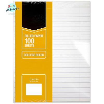 China 100 Sheets Printed College Ordered Loose Leaf Filler Paper 100 Sheet 11 x 8.5 Inches 6 Packs for sale