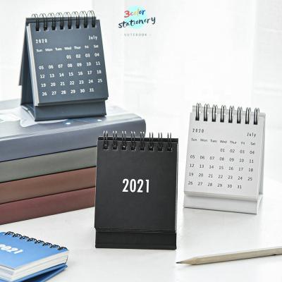 China Printed 2021 Mini Morandi Color Series Daily Monthly Weekly Schedule Planner Yearly Calendars Desktop Small Calendar Simple Paper Desk for sale