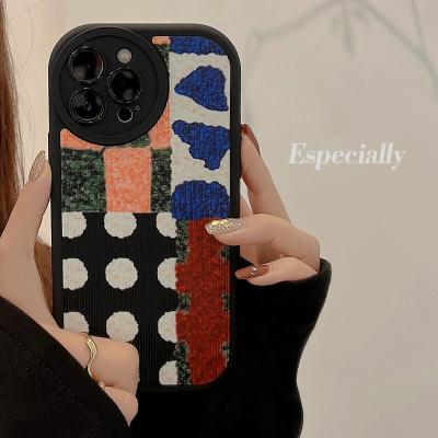 China New Art Color Shockproof Contrast Stitching Custom Leather Pattern Phone Case For iPhone 14 plus Max Max X XS 11 12 13 pro 14 pro for sale