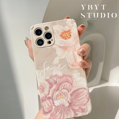 China Retro Big Flower Shockproof Phone Case For iphone 14 13 12 pro mini 11 Se max XS max XR XS 7 8 plus cute happy cover for girl for sale