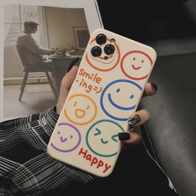 China Shockproof Smiley Face Silicone Case For iPhone 13 11 XS XSmax 7 Plus Slim 8 Hole Painting Pro Max 12 Soft Cover for sale