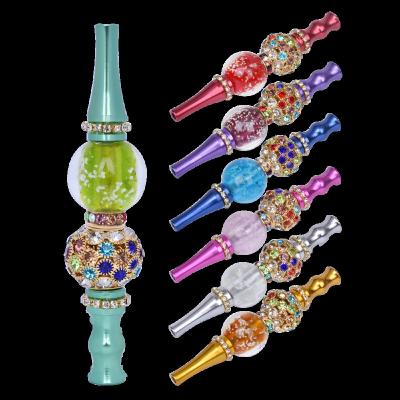 China Zinc Alloy Hookah Mouth Tips With Diamonds Synthetic Diamonds Shisha Filter Tip Hookah Mouthpiece Jewelry Metal Mouth Tips for sale