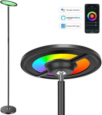 China Modern Smart Led Floor Lamp 100% Dimmable Brightness Saturability App Voice Control Home Use Lamp for sale