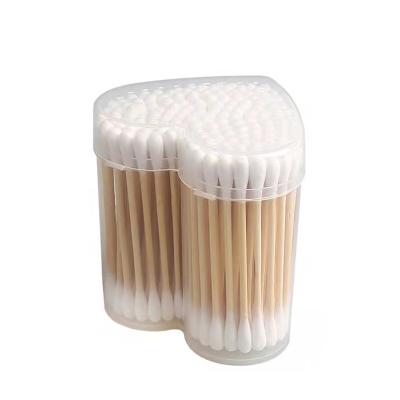 China Disposable Love Packing Bamboo Cotton Swab Paper Stick Head Double Bamboo Stick Cotton Buds Daily Use Ear Swab Cleaning Wholesale for sale