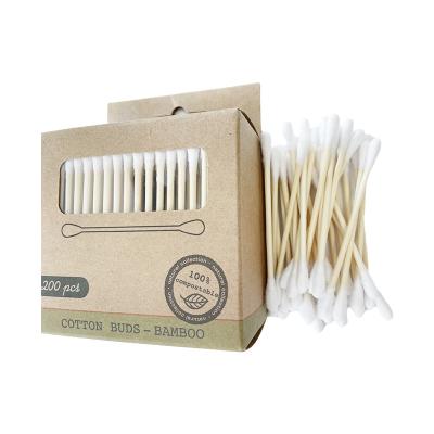 China 100% Eco-friendly Cotton 100% Bamboo Swabs Eco-friendly Carton Packaging Disposable Bamboo Swabs Cleaning Swabs for sale