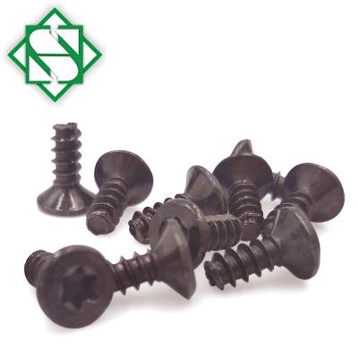 China Matte Black Oxide Finish Flat Head Plank Thread Cutting Screws For Countersunk for sale