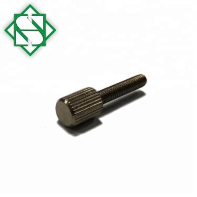 China Knurled Flat Head Carbon Steel Machine Screw Top End Nickel Plated for sale