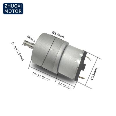 China ZHUOXI OEM Supplier Diameter 37mm DC 24V Speed ​​Motor Totally Enclosed Round Low RPM Brushed Torque Motor DC 12v Electric Micro Motor for sale