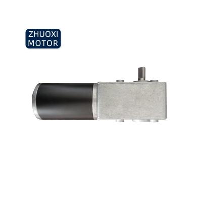 China Totally Enclosed Low Power 5 nm Torque DC Motor 12v 24v 58*82 mm High Worm Gear Self Lock PMDC Motor for sale