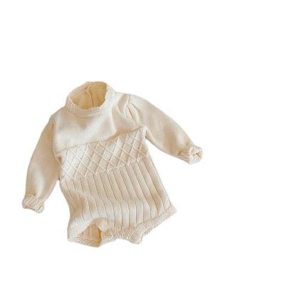 China 100% cotton baby clothes unisex knitted simple long sleeve romper unisex autumn fall knit infant jumpsuit for sale