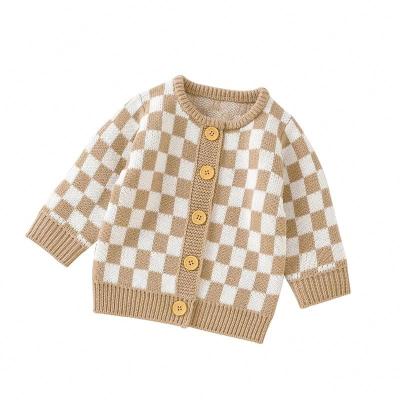 China Baby Anti-Shrink Sweaters Clothes Boys Girls Autumn Winter Warm Knitted Newborn Infant Jackets and Coats Casual Plaid Long Sleeve Kids Tops for sale