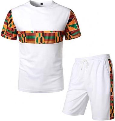 China 2023 Custom LOGO Color Summer Men'S T-shirt Breathable African Print Shorts Set Mens Mesh Tracksuit Sports Sets for sale