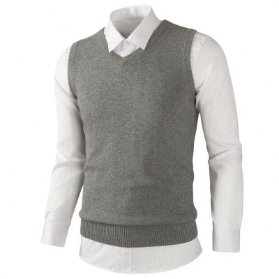 China 2023 OEM Breathable V-Neck Custom Baby Knitted Sweater Wool Man Blend Vest Sweater Vest Sleeveless Men for sale