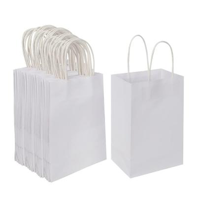 China Popular Recycled White Materials Takeaway Paper Bags For Food, Clothing, Gift, Grocery White Paper Bag With Handle for sale