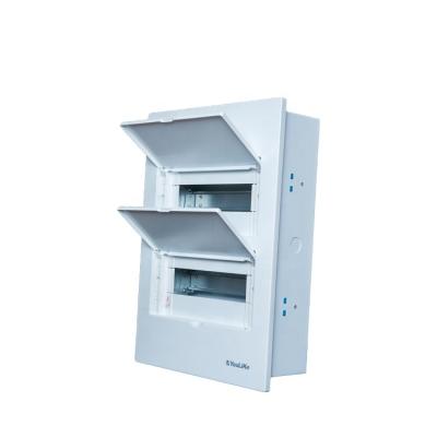 China IP65 Outdoor Panel Box Powder-Coated Flat Panel 24way Flush Mounted Power Distribution Socket Box for sale