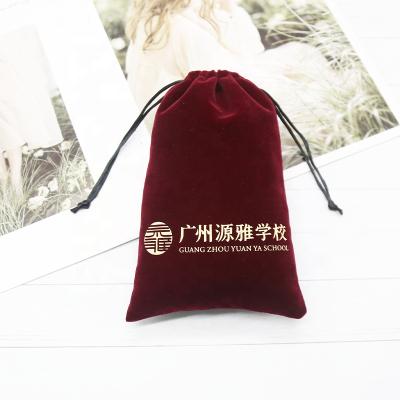 China Envelope Velvet Drawstring Dust Bag With Logo Printing Velvet Jewelry Pouch Bag Red Velvet Gift Bag for sale