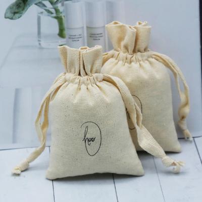 China Recyclable Cotton Drawstring Small Recycle Cotton Pouch Bags Logo for sale