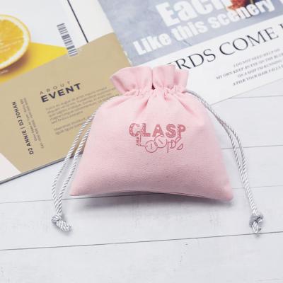 China Custom Jewelry Gift Bags Microfiber Drawstring Pouch Packaging Package Luxury Personalized Logo Printing Pink Pouches for sale