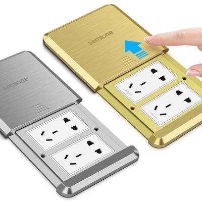 China Universal multi-function flame retardant stainless steel flat push three-hole with a built-in two-hole and a three-hole floor power outlet for sale