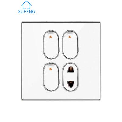 China Safety China 3 Leaf Strip 1socket Wall Socket Commercial Electric Light Switch for sale