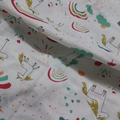 China High Density 100% Cotton 100% Cotton Horse Rainbow Printed Double Gauze Fabric for sale