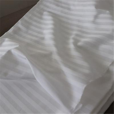 China 1cm Stripe Satin BCI/GOTS Fabric 300cm Cotton Satin Finish Shrink-Resistant White Fabric for sale