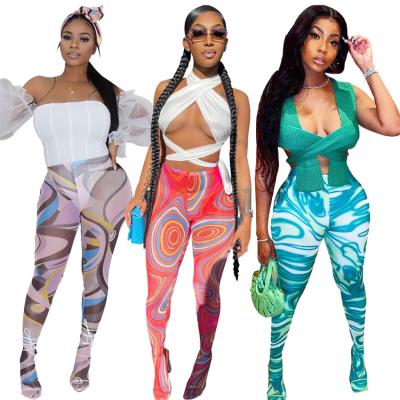 China 2022 Anti-Wrinkle Bodycon Gaiters Woman Workout Customized Pants Breathable Womens Floral Print Womens Gaiters Pants for sale