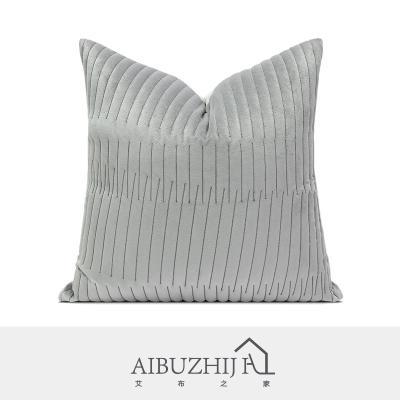 China AIBUZHIJIA Anti-Static Plain Gray Embroidery Throw Pillow Covers Pillow Cushion Cover Velvet Super Soft Decorative Shape For Bed for sale