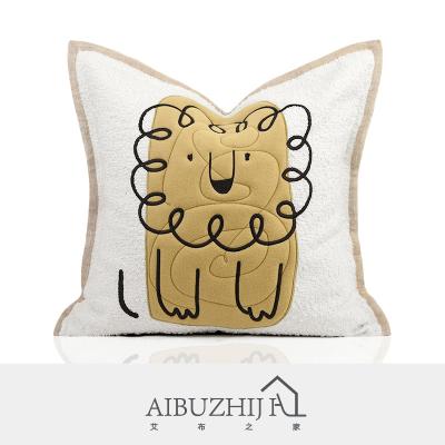 China AIBUZHIJIA Anti-static Modern Children Home Decorative Embroidery Cushion Cover 18*18 Inch Square Animal Pattern Pillowcase Pillow Cases for sale