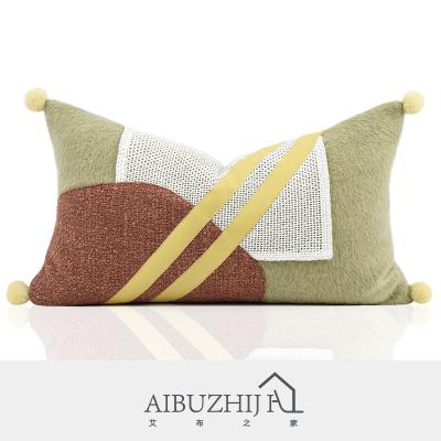 China Anti-Static Fabric Sofa Cushion Cover Decor Pillowcase Woolen 12*20inch 30*50cm Splicing Pillow Process Lumbar Cover For Living Room for sale