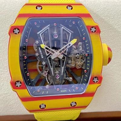 China RM27-03 Watch RM27-03 Tourbillon Movement Sapphire Red Yellow Color Carbon Fiber Premium NTPT Carbon Fiber Alarm Skeleton Taurus Watch for sale