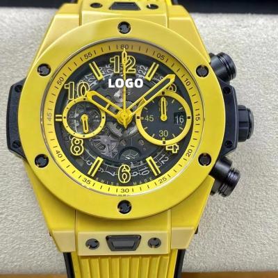 China Alarm Watch ZF Factory 45mm HUB Chronograph Luxury Mechanical 1280 Movement New Sapphire Brand Yellow Ceramic Watch for sale